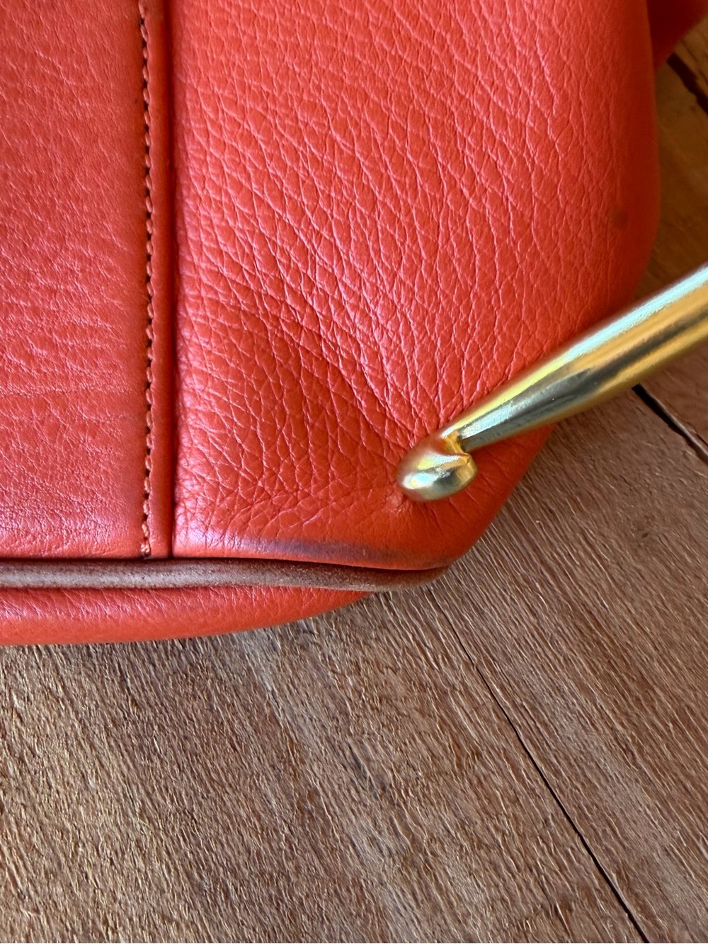 Dooney & Bourke Large Pebble Grain Leather Satchel Weekender Coral Orange Tan - Picture 13 of 15